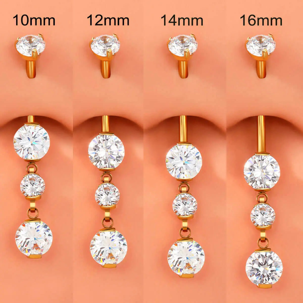 Oufer 14G Implant Grade Titanium Internally Threaded Dangle CZ Gems Belly Button Ring Belly Piercing Jewelry Navel Piercing