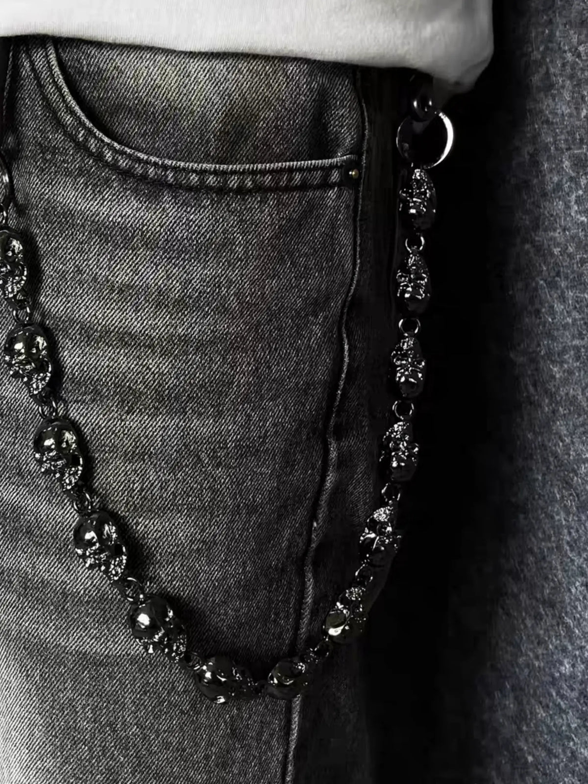 Pants Chain Waist Chain for Men Women,Biker Skull Chain Wallet,Long Cool EMO Punk Trousers Pocket Belt Key Chains for Hip Hop Rock Jean Gothic Clothing Accessories, Chain Accessory