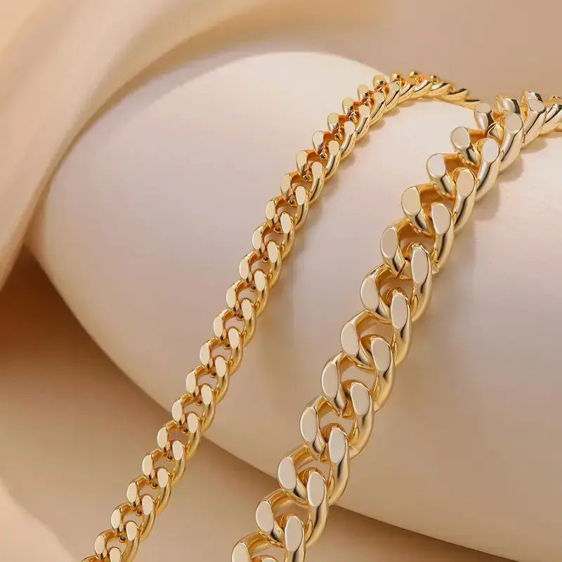 DearLuniva S Chunky Cuban Link Chain Anklet for Women Waterproof Adjustable Fashion Chic Accessories Trendy Layered Anklet Set Jewelry Gift