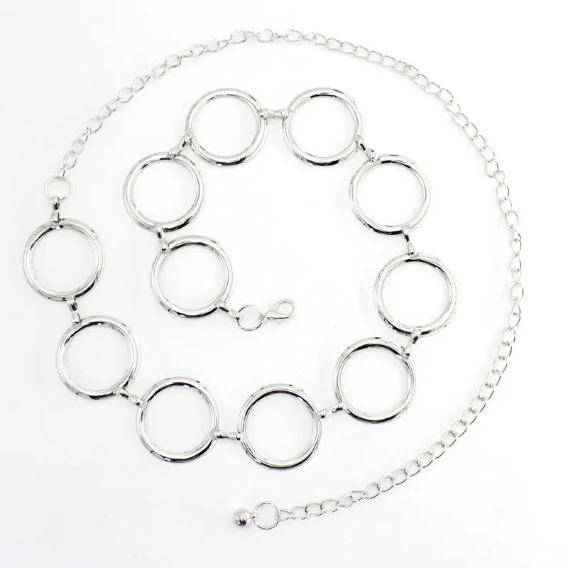 Women's Adjustable Gold Alloy Waist Chain Accessory - 109cm Dangle Big Circle Design, All-Season Wear, Chic Body Jewelry, Accessories for Women