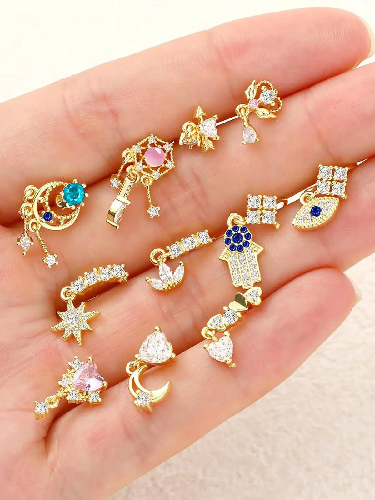 Heart & Star Design Nose Rings, L Shaped Stud Nose Piercing Jewelry, Fashion Body for Women & Girls, Spiral Nose Ring, Nose Rings Studs, Nose Rings Set, Body Jewellery