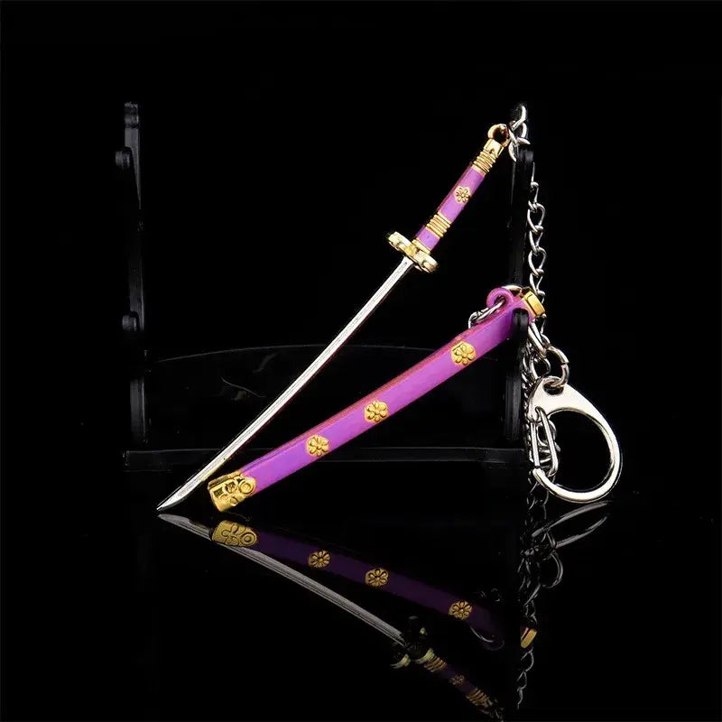 9cm One Piece Keychain Zoro With Anti-Lost Chain Metal Sword Model Gift For Anime Cosplay Charms Keyring Backpack Pendant, Keychain Accessories, Aesthetic Keychain, Anime Merchandise, Role Play Keychain Included Metal Keychains