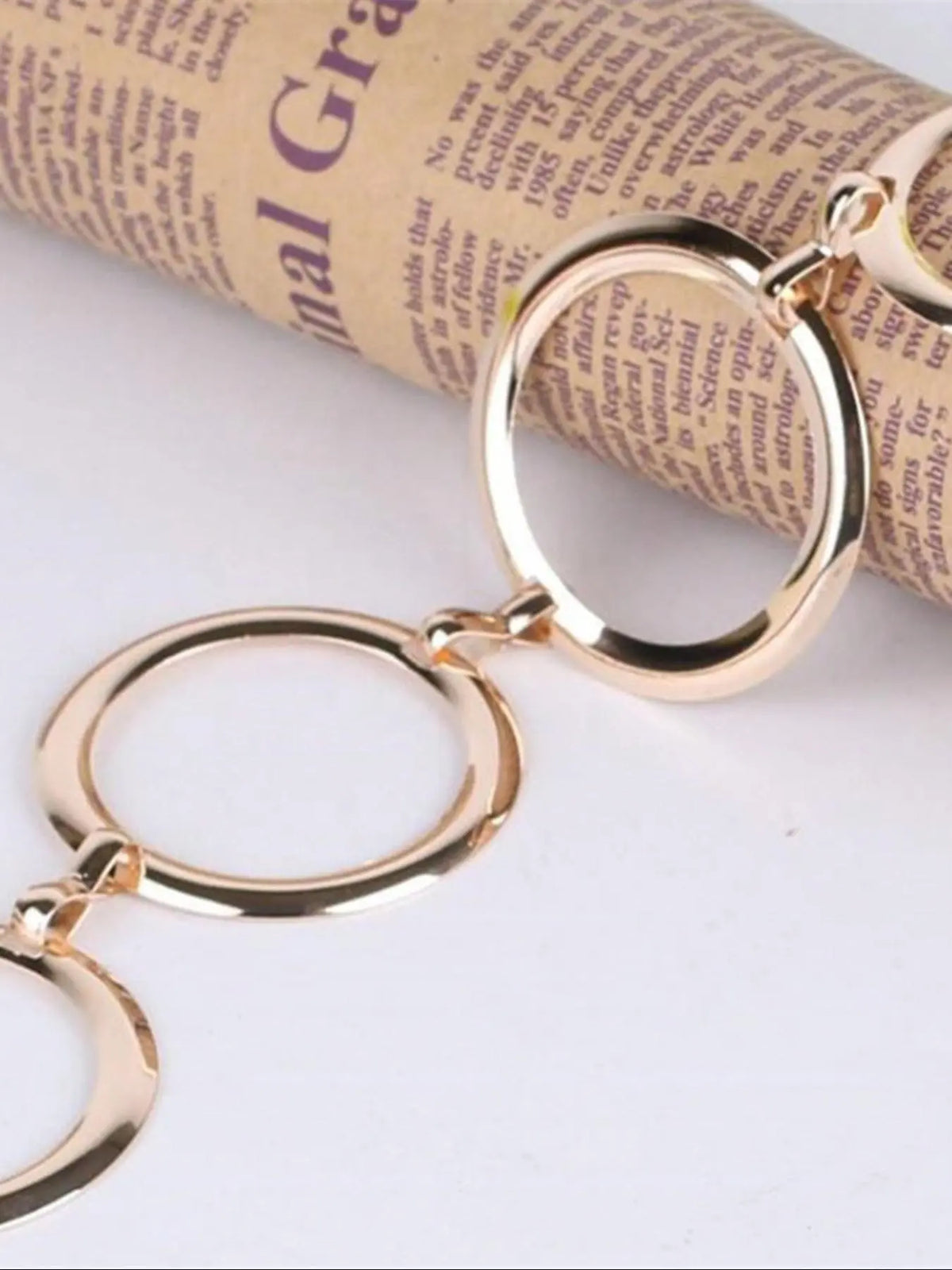 Women's Punk Style Geometric Ring Linked Body Chain, Fashion Body Jewelry for Parties & Daily Wear, Trendy Versatile & Exquisite Jewelry for Birthday Gifts