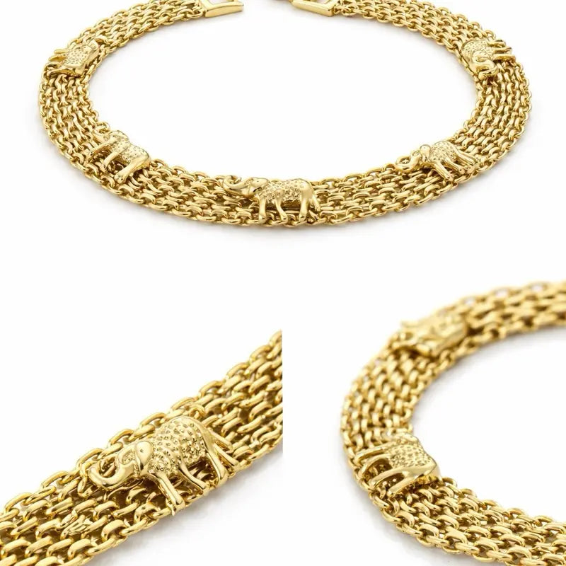 Women's Animal-Themed Elephant Anklet - Unisex Design Gold-Coated Metal Costume Jewelry, 10in Casual Accessory, Any Occasion Bestie Gift Pick