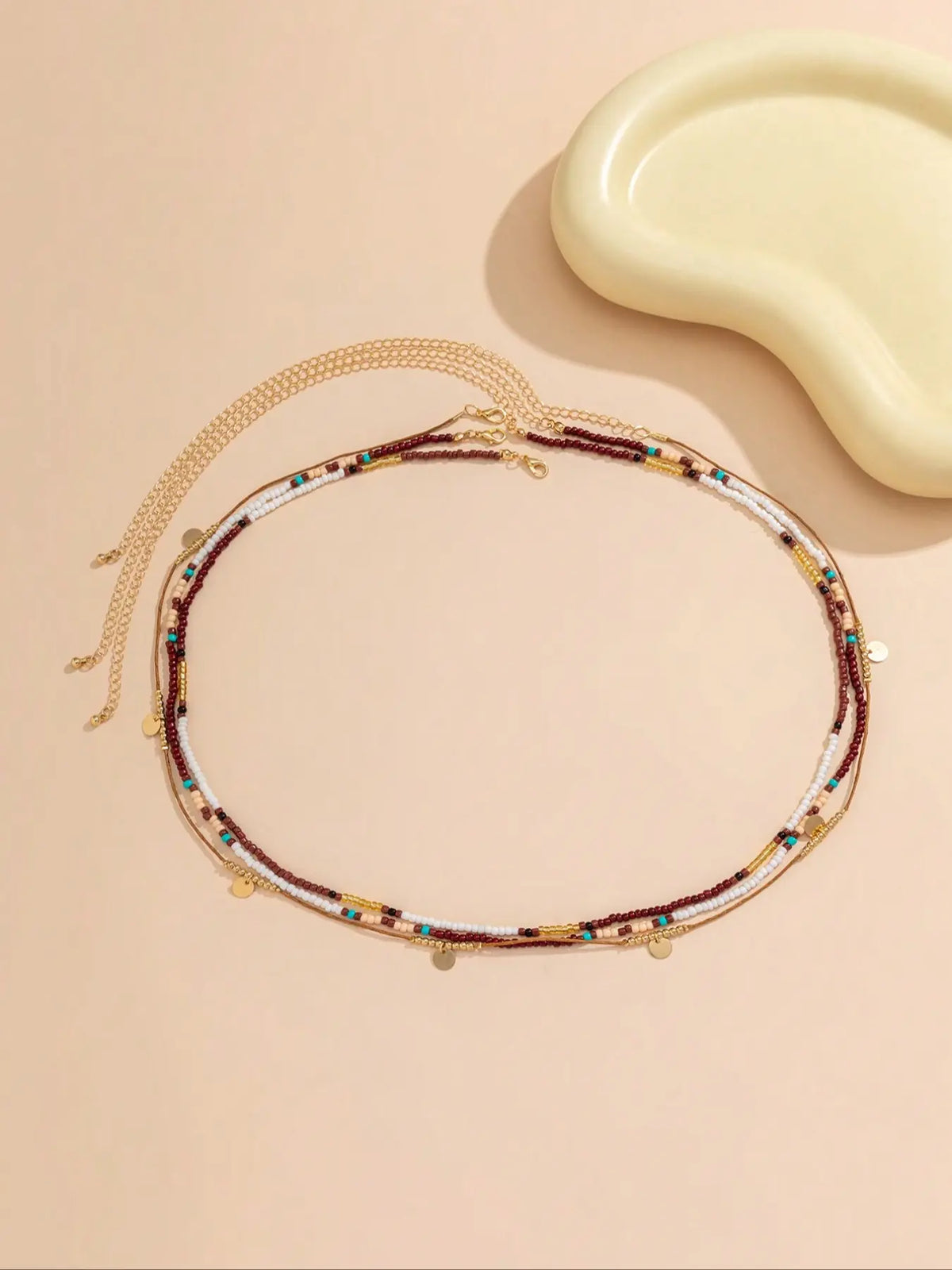 Boho Style Women's Waist Chain Set, Waist Beads, 3-Piece Beaded Sequins Pendant Chains, Fashionable Daily & Party Wear Accessories, Vintage Body Jewelry, African Waist Jewelry, Body Jewellery