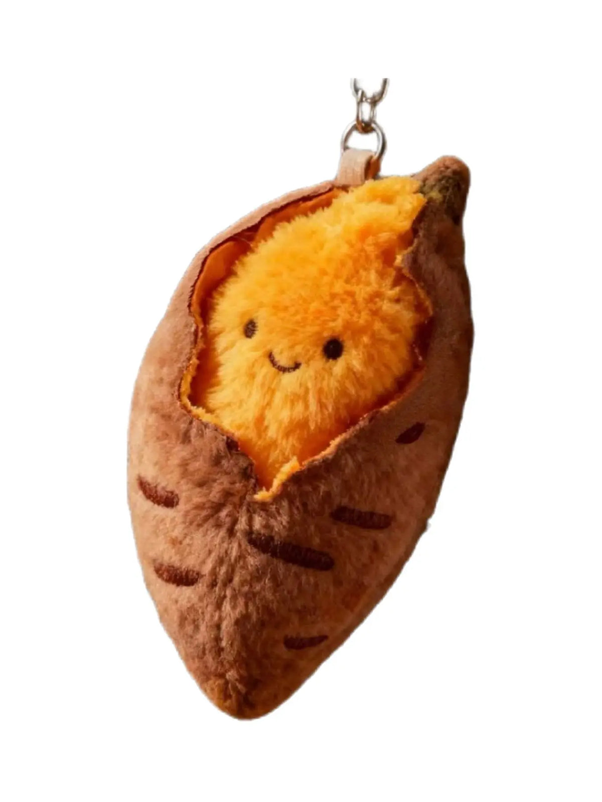 Roasted Sweet Potato Plush Keychain - Cute Food Plushie with Soft Plush & Keyring, Adorable Bag Charm for Backpack, Purse, Gift for Foodie Friends, Keychain for Bags, Cute Keychains