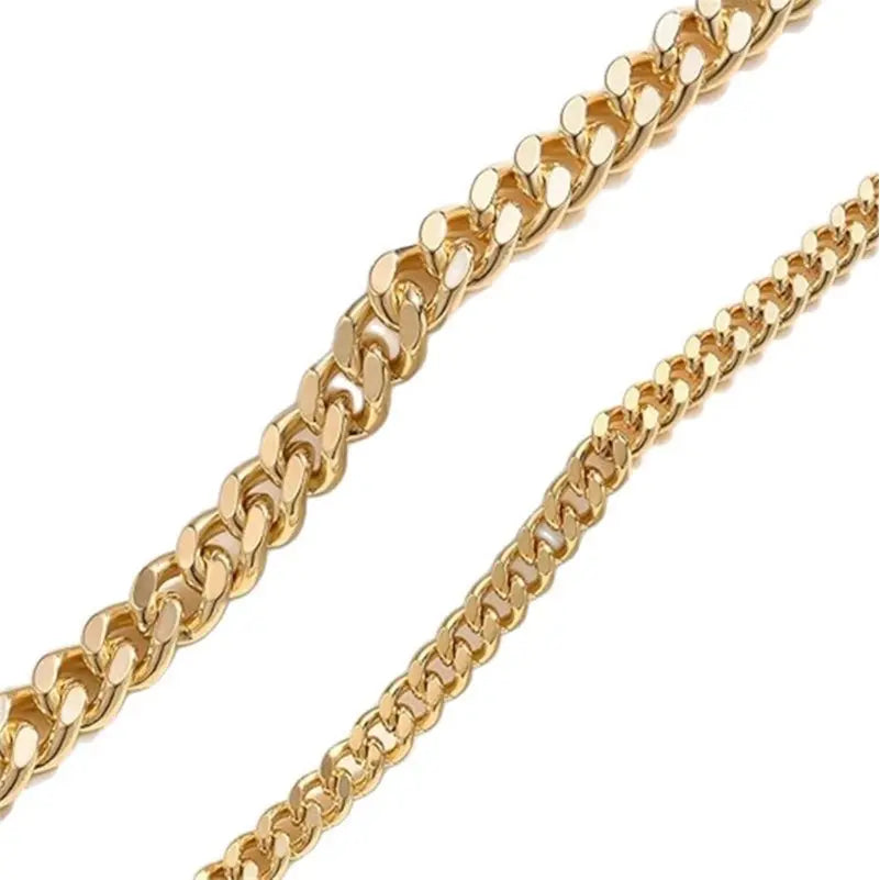 Double-layer thick and thin Cuban chain foot chain, European and American beach vacation style foot accessory for women, holiday gift