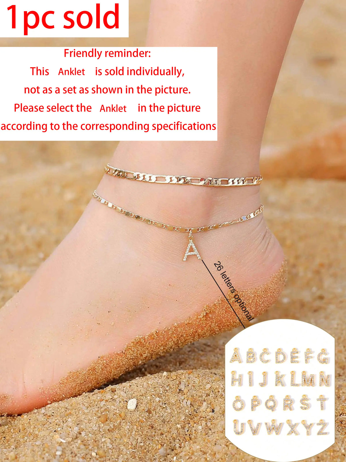 26 Letter Design Anklet, Fashionable Stainless Steel Anklet for Women & Girls, Trendy All-match & Exquisite Jewelry for Birthday Gift