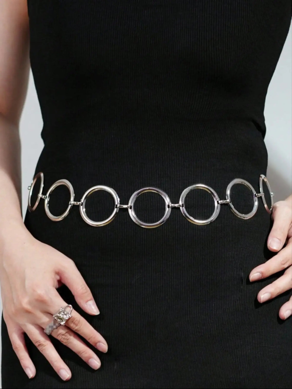 Women's Minimalist Elegant Zinc Alloy Metal Body Chain with Round Detail, Trendy Versatile and Exquisite Body Jewelry, Perfect Birthday Gift, Adjustable Waist Chain Belly Chain