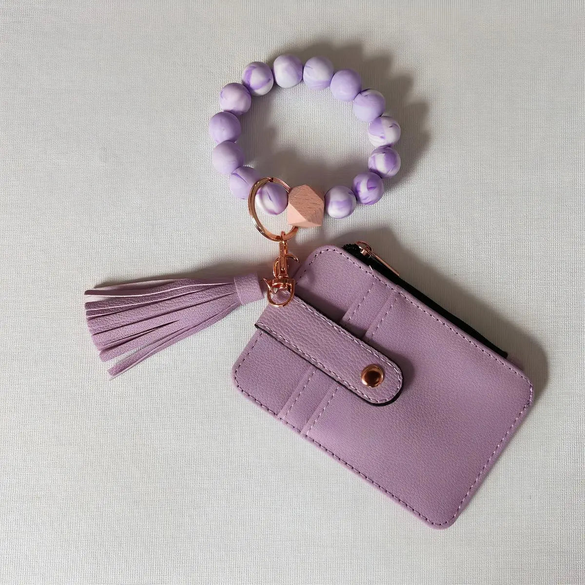 Holeapmo Boho Style Beaded & Tassel Decor Keychain, Fashionable Silicone Beaded Keychain for Women & Girls, Trendy All-match Keychain for Birthday Gift