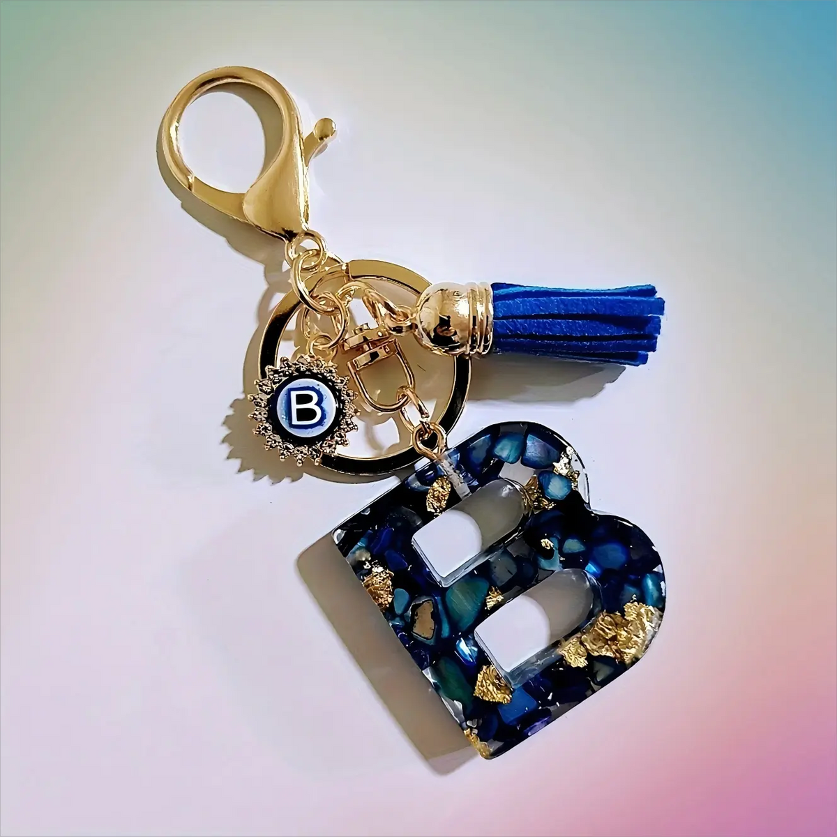 Women's Boho Alloy Alphabet Resin Letter Keychain - Aesthetic Keychain, Evil Eye Graphic, Tassel Accent, Bag Chains, Bag Charm Styling, Car & Purse Accessory