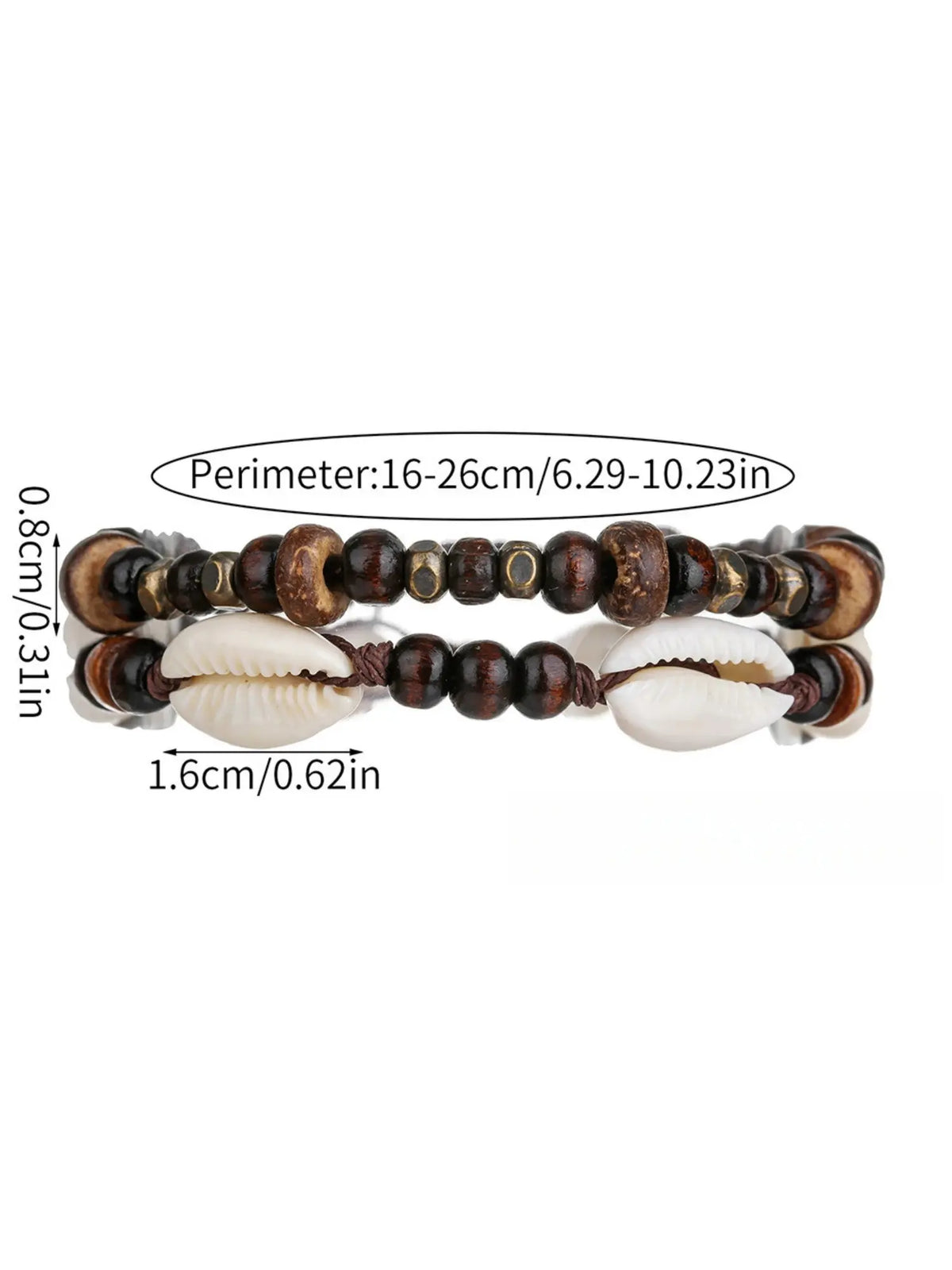 Boho Ethnic Shell Wood Bead Coconut Shell Beaded Anklet, Adjustable Woven Beach Vacation Bracelet, Men's Fashion Jewelry
