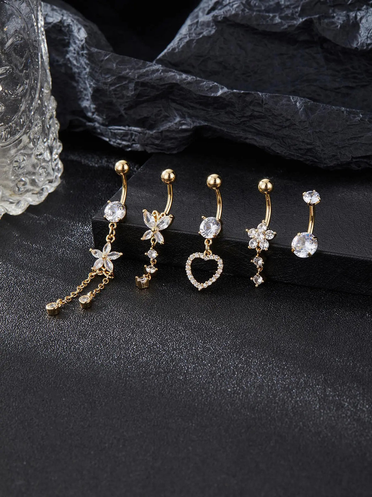 Women's Elegant Rhinestone Decorated Belly Rings, Navel Piercing Jewelry, Trendy Belly Button Jewelry, Fashion for Daily Wear & Party, Versatile Exquisite Jewelry, Ideal Birthday Gift, Belly Piercings