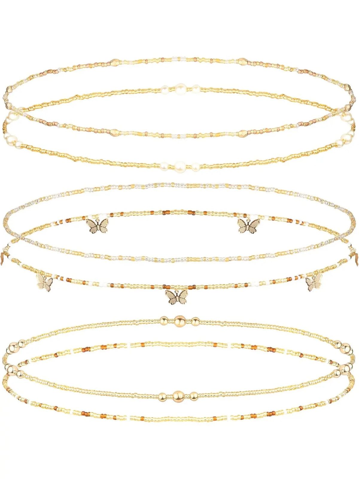 6pcs African Waist Beads for Women, Elastic Beaded Belly Chain, Summer Body Chain, Bikini Jewelry, Waist Bead Bundle