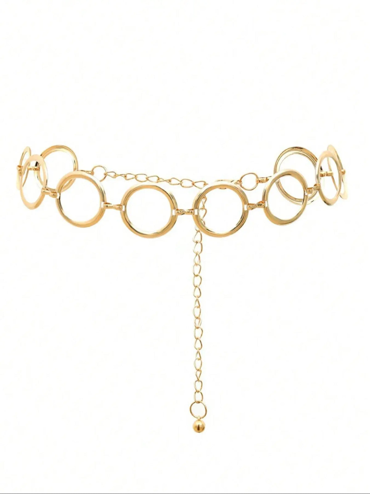 Women's Punk Style Geometric Ring Linked Body Chain, Fashion Body Jewelry for Parties & Daily Wear, Trendy Versatile & Exquisite Jewelry for Birthday Gifts