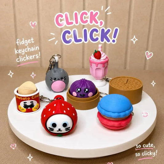 Customizable Fidget Keychains & Desktop Decor - Clicky, Soft, Silent Holiday & Everyday Themed Clickers & Keychain Accessories (Bundles Available)