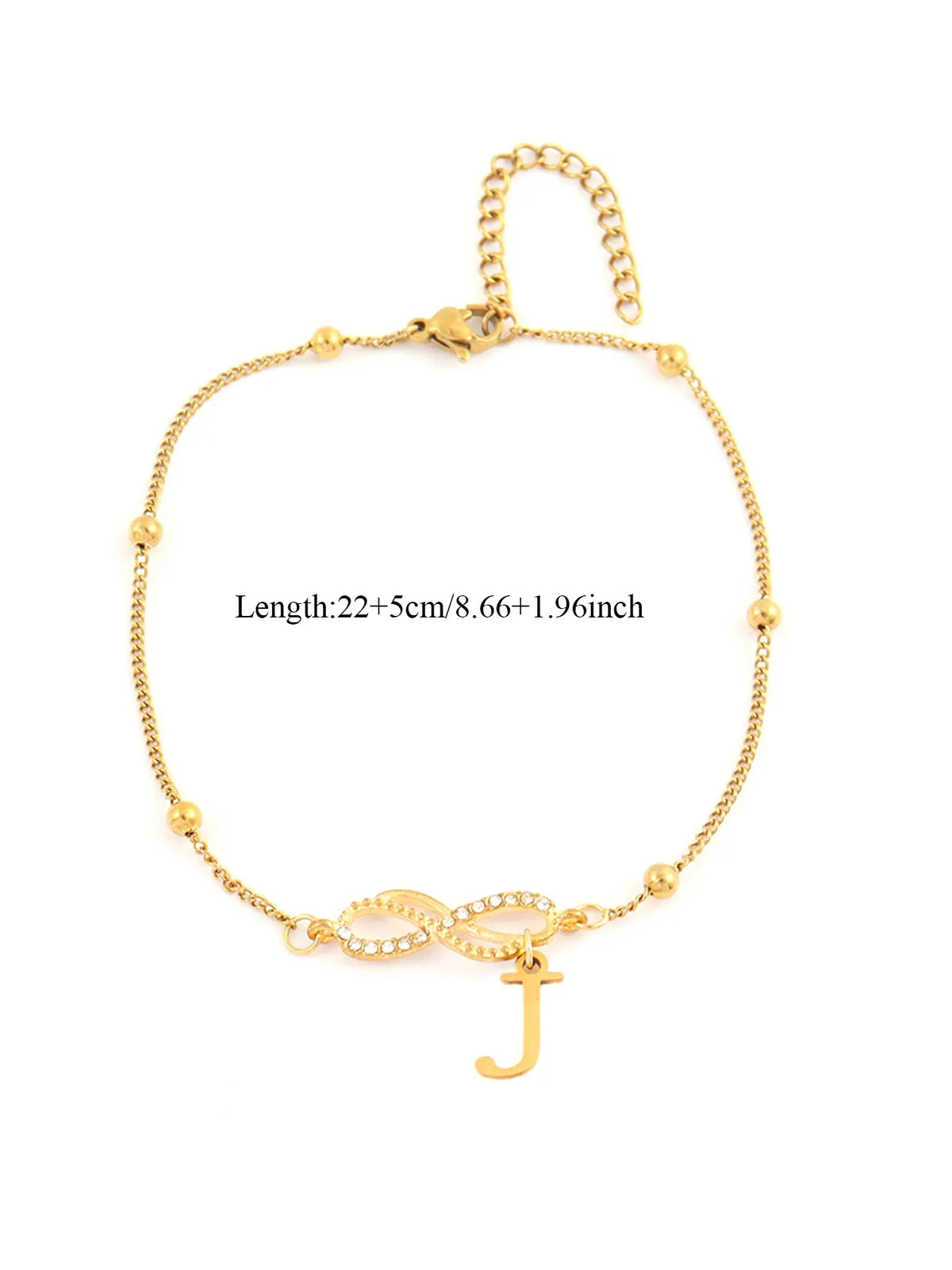 Women's Stainless Steel Anklet, Personalized Fashionable Infinite Symbol Initial Letter Design, Casual All-Season Foot Jewelry, Trendy Jewelry, Fashionable Accessory