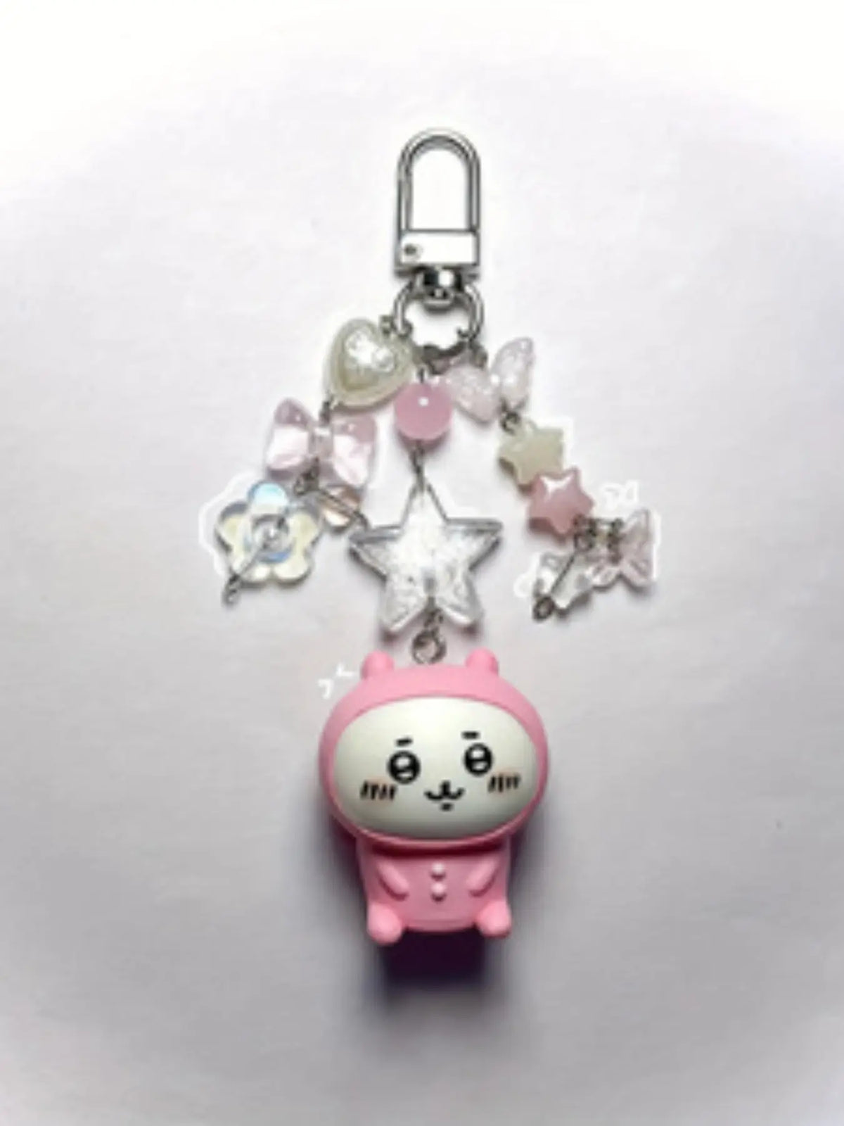 Handmade Beaded Keychain, Creative Anime Doll DIY Keyring, Multi-Color Heart Star Glass Beads, Best Gift for Him Her, Y2K Style, Trendy Cute Charms Keychain, Cool Keychains