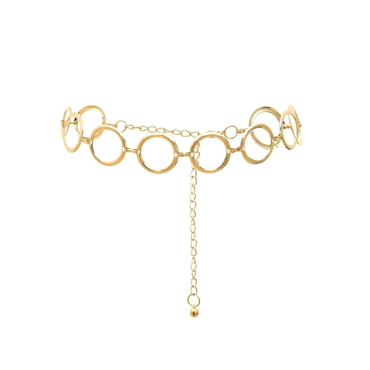 Women's Adjustable Gold Alloy Waist Chain Accessory - 109cm Dangle Big Circle Design, All-Season Wear, Chic Body Jewelry, Accessories for Women