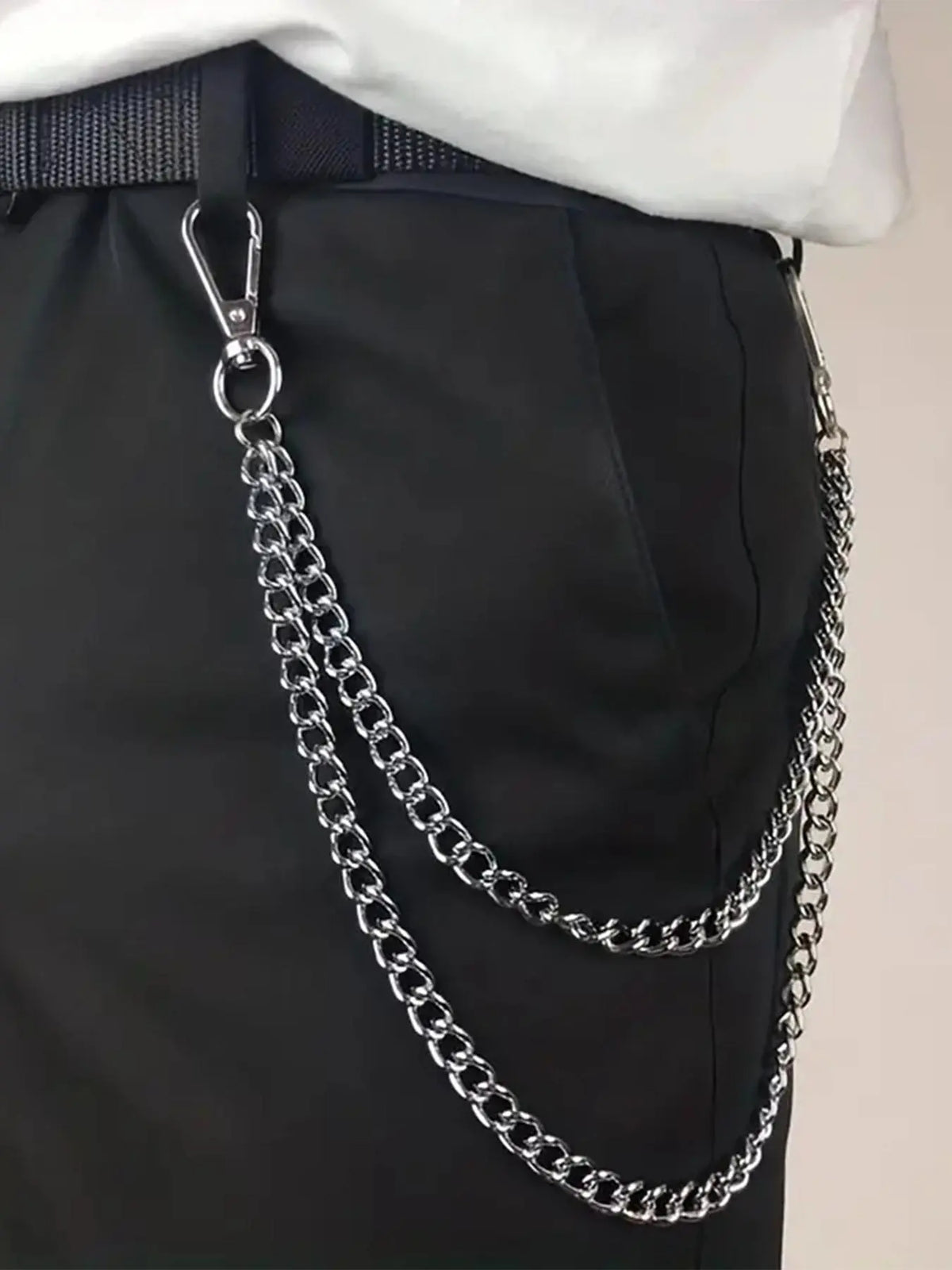 Punk Style Chain Design Pants Belt, Fashionable Double Layered Waist Chain for Jeans Trousers, Trendy All-match & Exquisite Belt for Birthday Gift, Chain Belts, Chain Accessory, Waist Jewelry