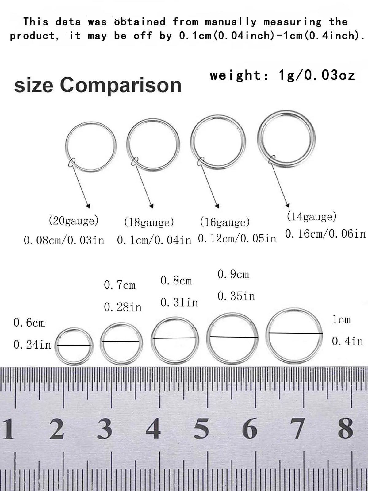Stainless Steel Hinged Nose Rings Hoops, Casual Simple Nose Ring for Women & Men, Fashion Jewelry for Party, Daily Clothing Decor, Trendy All-match & Exquisite Jewelry for Birthday Gift, Hinged Piercing Hoop, Body Jewelry Accessory