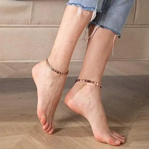 Magnetic Copper Anklet for Women 99.9% Pure Copper 3500Gauss Neodymium Magnets Adjustable Hypoallergenic Anniversary Jewelry Gift