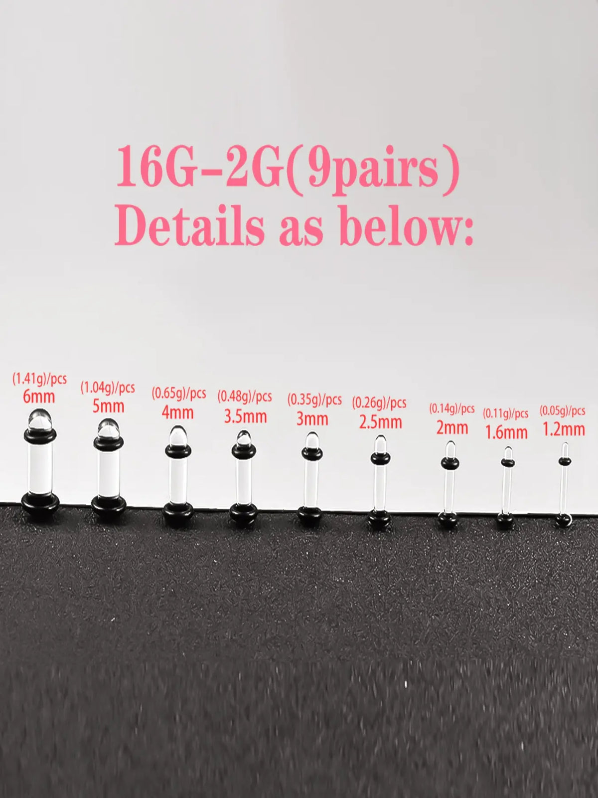 vanku Glass Ear Gauges Plugs Set (10/16/18pcs), Comfy Dead Stretching Plugs with Rubber Rings Ear Gauge Tunnels