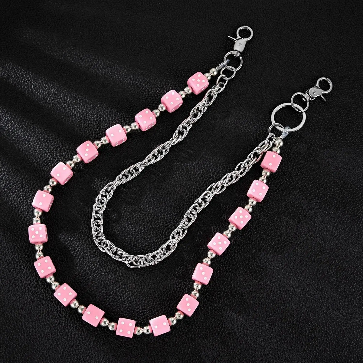 Unisex Punk Hip Hop Waist Chain - Double-Layer Acrylic Fiber Dice Punk Pant Accent, Funky Fashion Body Jewelry, Anniversary Gift Chain Accessory for Pants