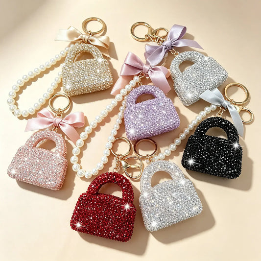 Shiny Rhinestone Bow Keychain Charm - Lightweight, Durable Phone Charm with Ring Hook, Compact Purse Bag Pendant, Holiday Giftready Accessory for Ladies