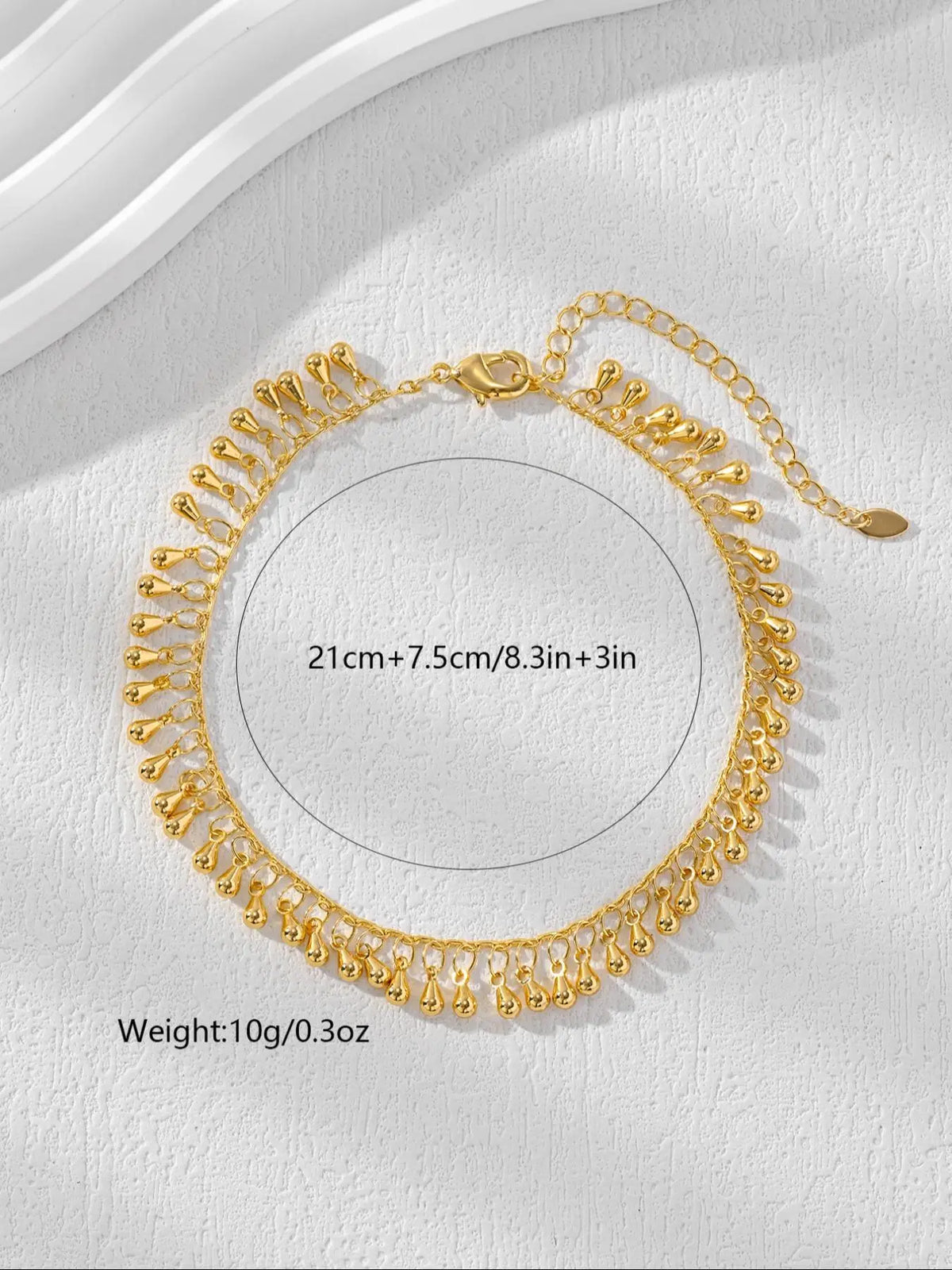 Women's Elegant Water Drop Design Anklet, Boho Style Tassel Decor Anklet for Beach Party Vacation, Fashion Accessories for Daily Wear