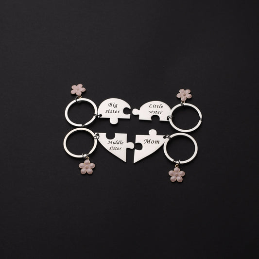 Mother Daughter Keychain for 4,Mother Big Sister Middle sister Little Sister Keychain for 4, Sweet Meaningful Gift for Mom for Mother's Day, Birthday, Christmas or Just Because