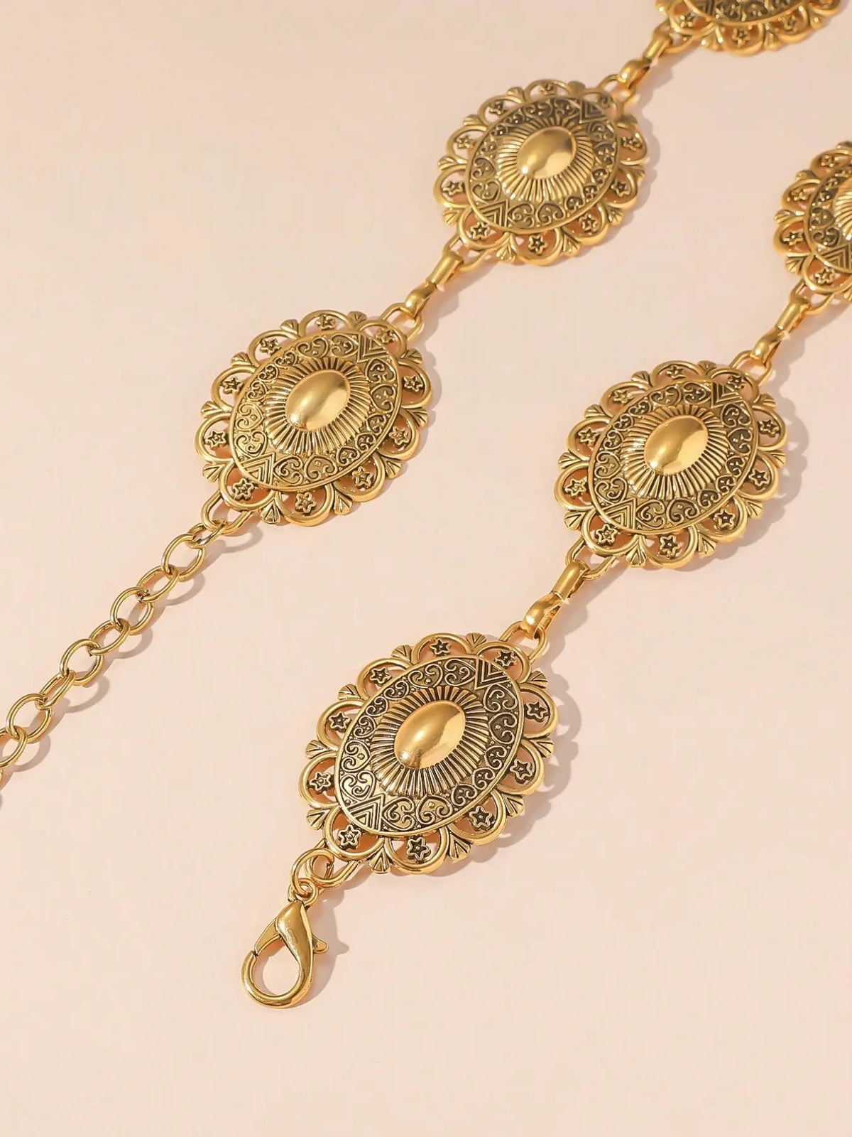 Women's Vintage Oval Pendant Body Chain Belt, Boho Style Adjustable Waist Chain for Jeans Dresses Bikinis, All Seasons Accessory