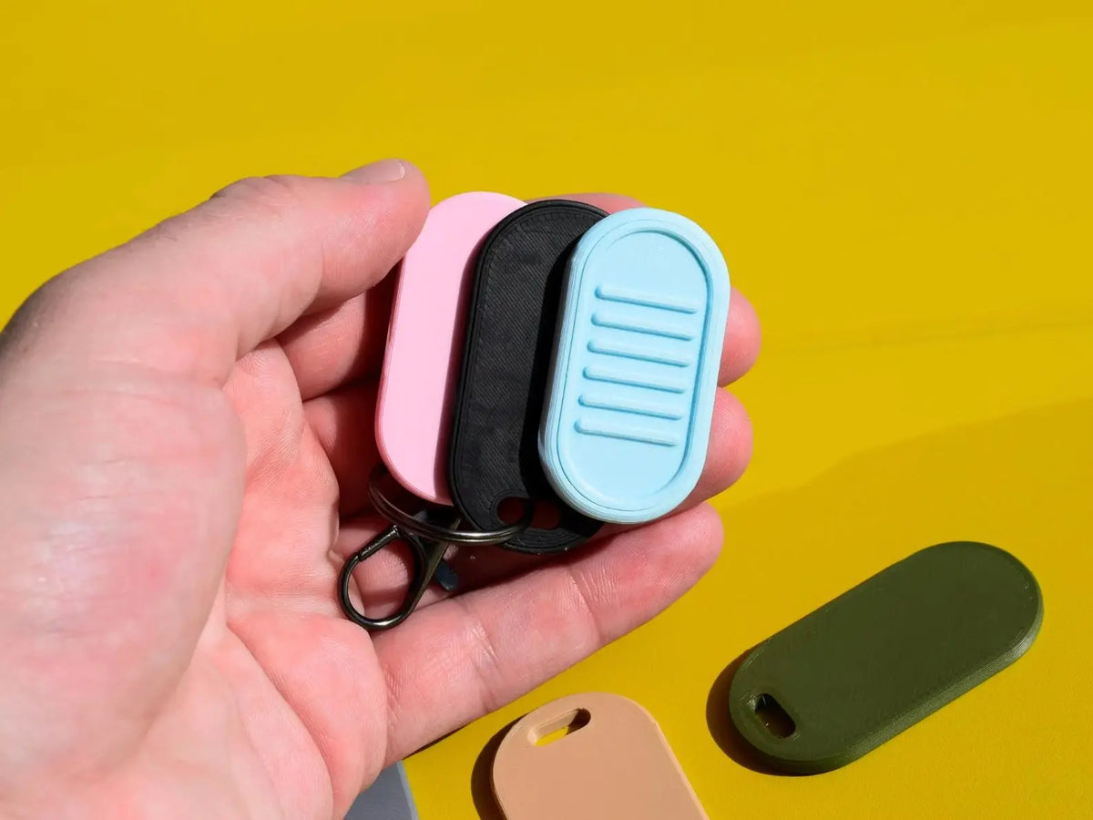 MozzieMakes3D Fidget Holder Keychain 3D Printed Slider Carrier for The Pill Secure Keyring Attachment Original & Mega Pill Sizes Eco-Friendly Packaging
