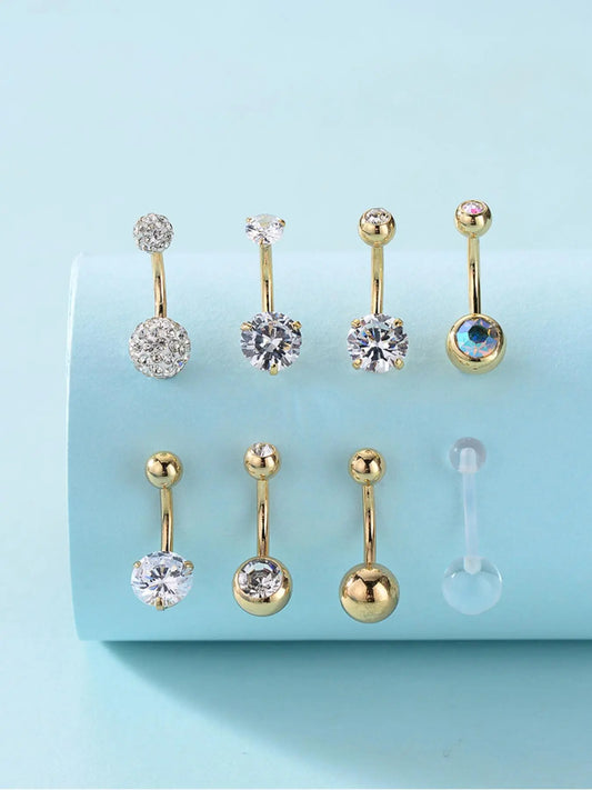 Women's Elegant Minimalist Belly Rings, Trendy Exquisite Belly Piercing Jewelry, Belly Button Jewelry, Chic Body Jewelry for Party Decor for Birthday Gift, Cubic Zirconia, Body Jewellery