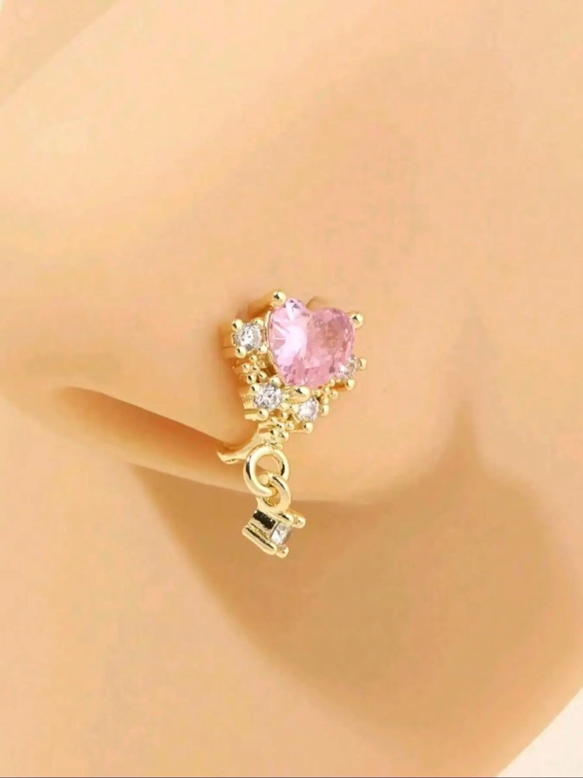 Mother's Day Gift Fashion Non-Piercing Heart-Shaped Rhinestone Nose Clip for Women, Stylish Valentine's Day Gift, Perfect Accessory for Mother's Day, Nose Ring Jewelry, Wearable Jewelry