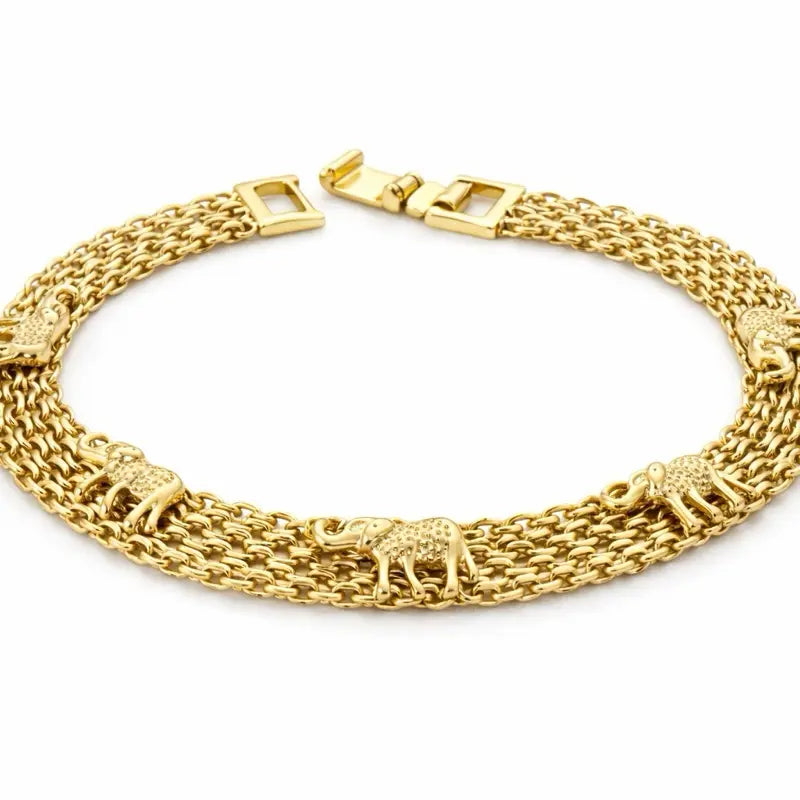 Women's Animal-Themed Elephant Anklet - Unisex Design Gold-Coated Metal Costume Jewelry, 10in Casual Accessory, Any Occasion Bestie Gift Pick