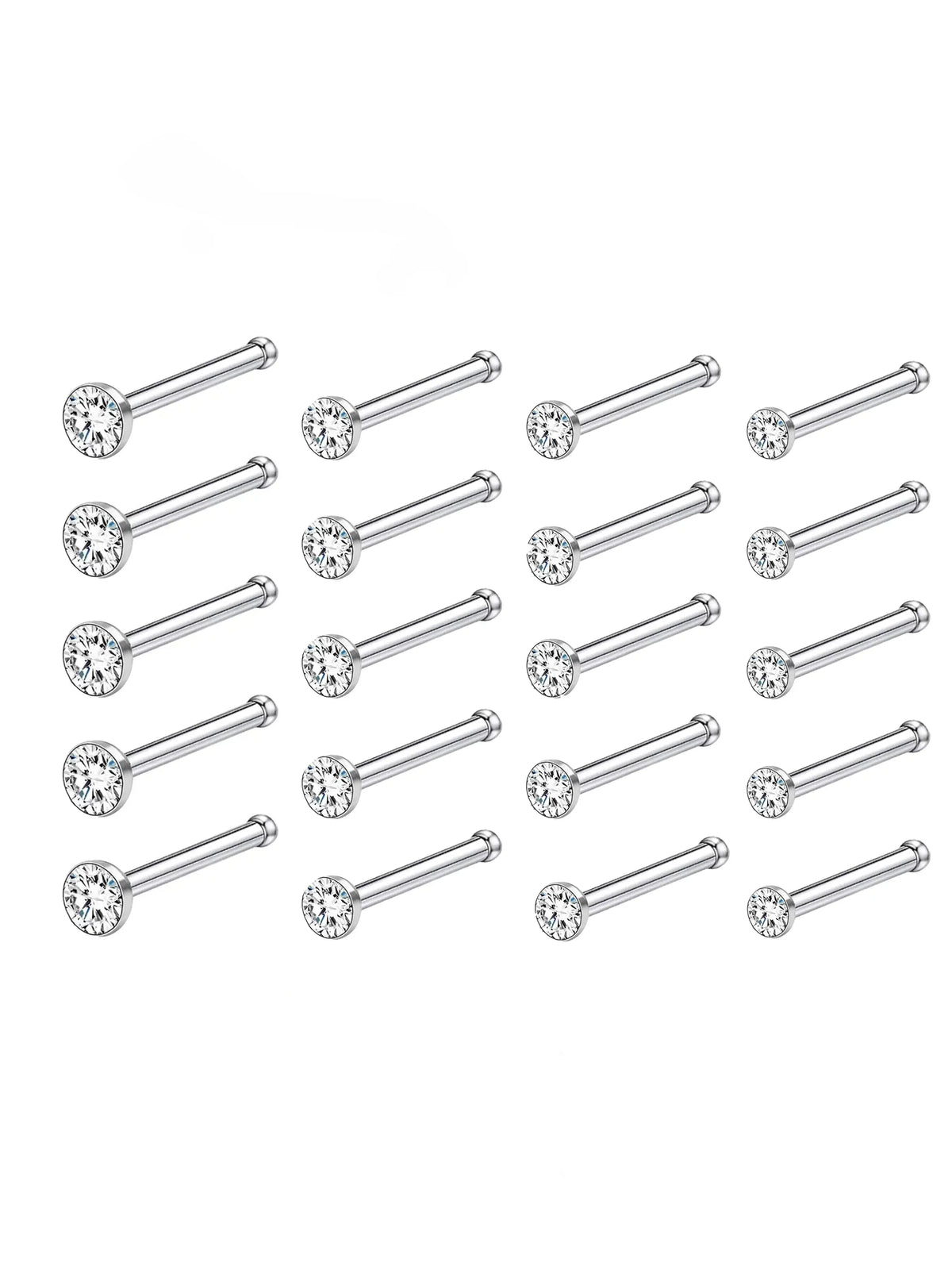 20Pcs 20G Nose Rings Studs for Women Men Hypoallergenic Surgical Steel Nose Stud L Shape Nose Ring Nose Screw Multiple Sizes 1.5/2/2.5/3mm Nose Piercing Jewelry, Body Piercings, Plain Pattern Nose Studs for Daily & Party Wear Body Jewelry Perfect Gift