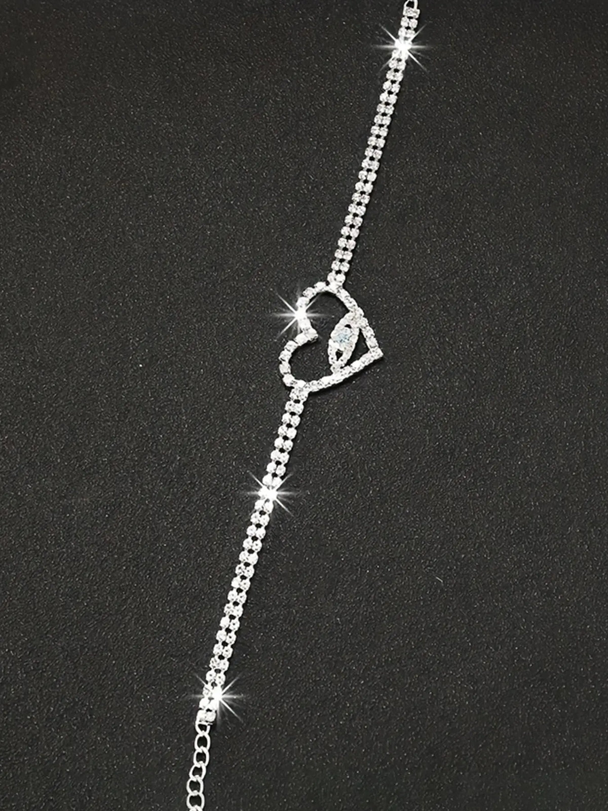 Trendy Heart Devil Eye Rhinestone Anklet, Sexy Full Diamond Beach Foot Jewelry, Versatile Shiny Sandal Accessory, Trendy Jewellery Accessories, Trendy Fashionable Accessories