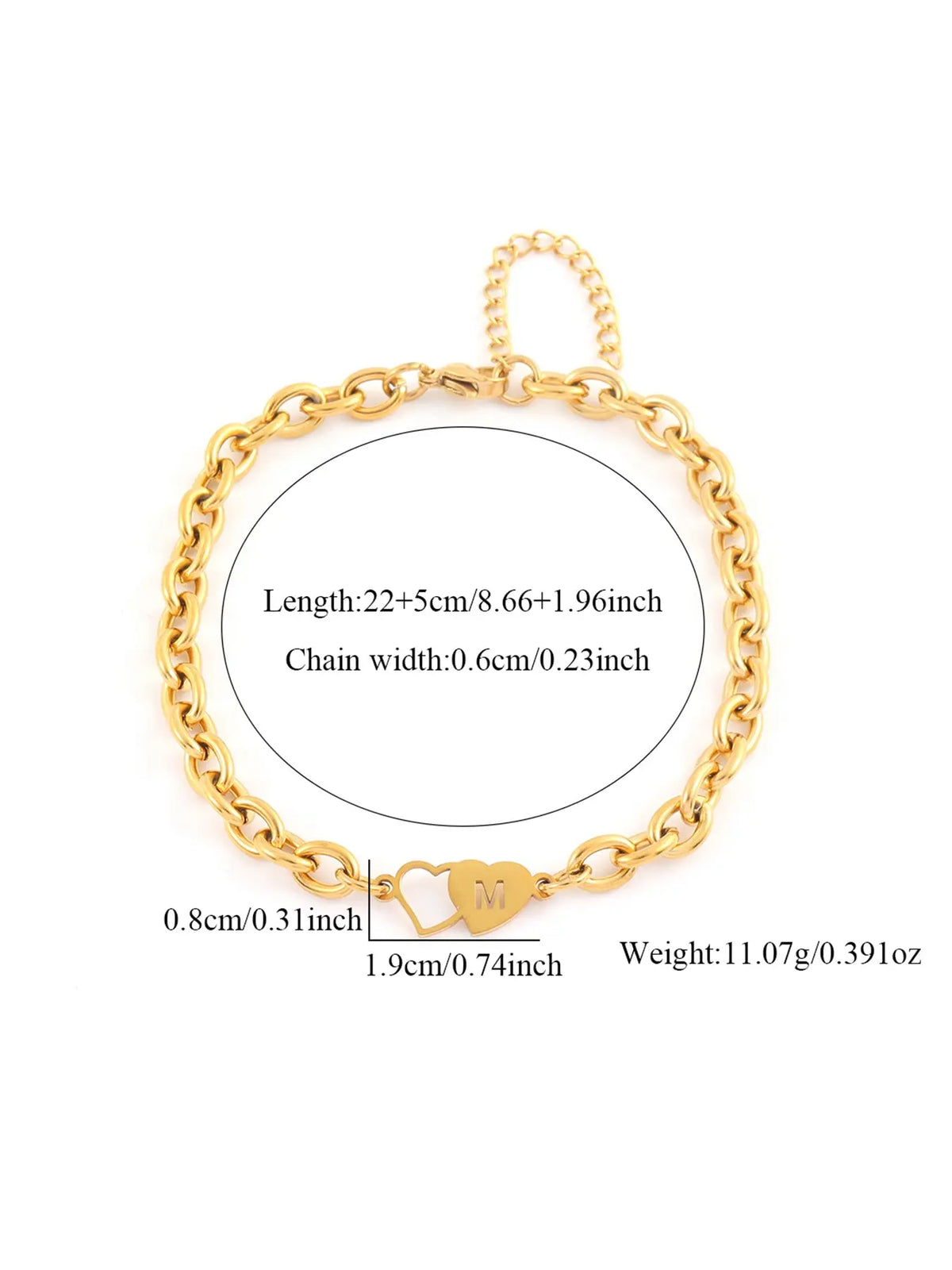 Women's Stainless Steel Ankle Chain, Fashionable Heart Letter Design, Casual Style, All Seasons Wear, No Choking Hazard