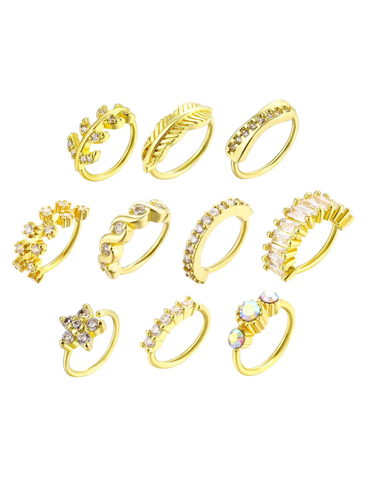 8/10/20 Pieces 20g Dangle Nose Ring, Nose Rings L Shaped, L-Shaped Hanging Stud, Stainless Steel, Cz Flower Pendant, Women's Nose Jewelry, All Seasons