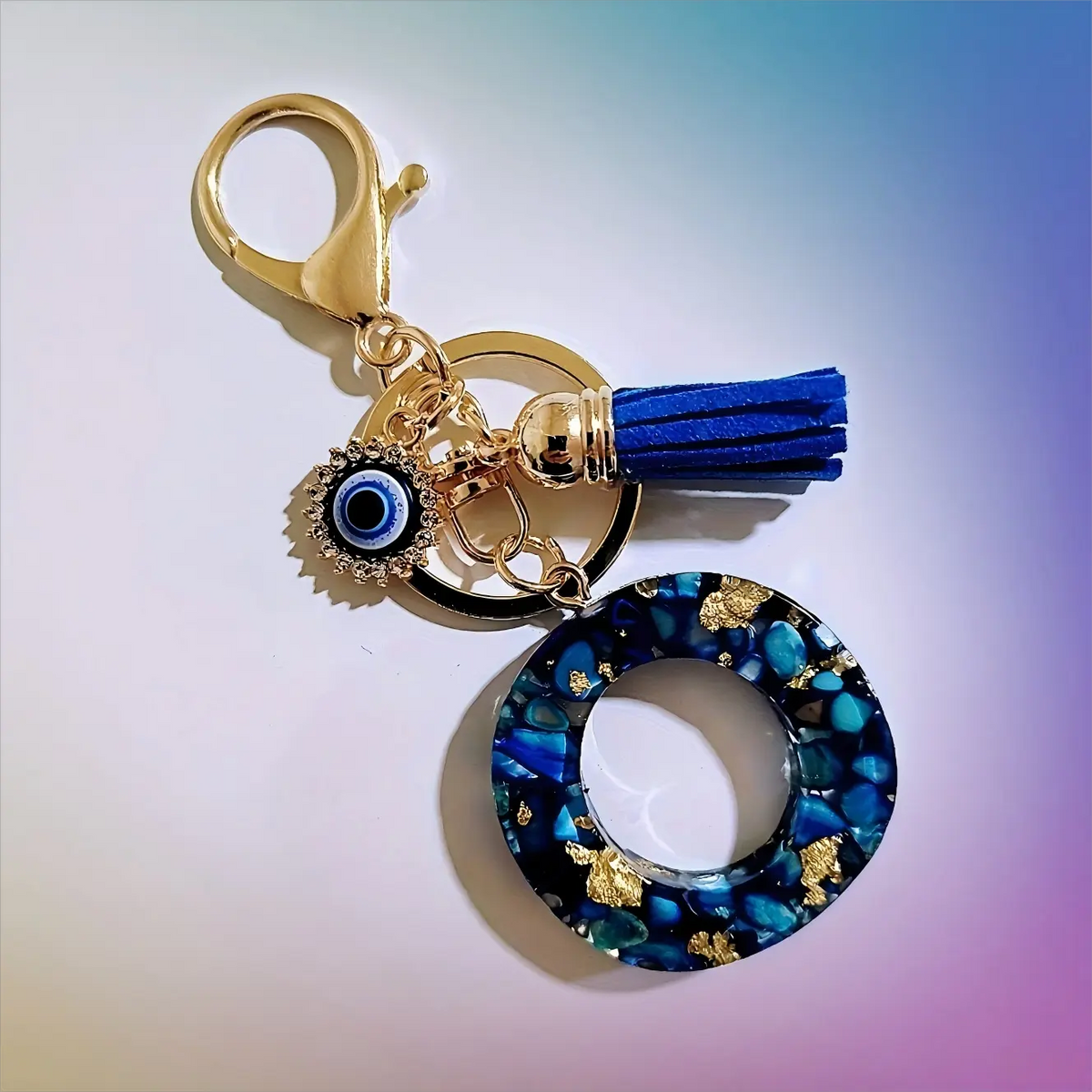 Women's Boho Alloy Alphabet Resin Letter Keychain - Aesthetic Keychain, Evil Eye Graphic, Tassel Accent, Bag Chains, Bag Charm Styling, Car & Purse Accessory