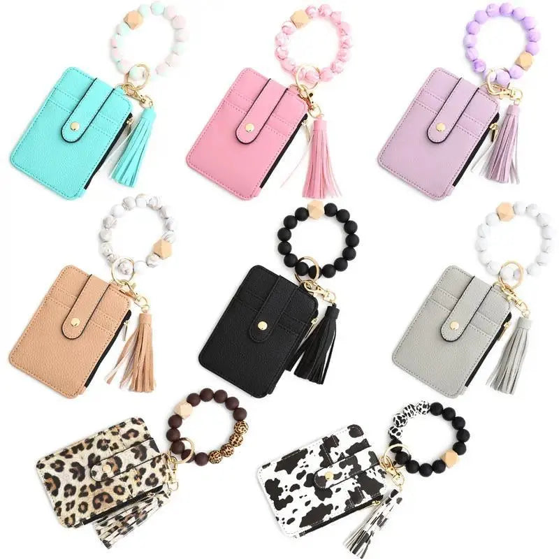 Holeapmo Boho Style Beaded & Tassel Decor Keychain, Fashionable Silicone Beaded Keychain for Women & Girls, Trendy All-match Keychain for Birthday Gift