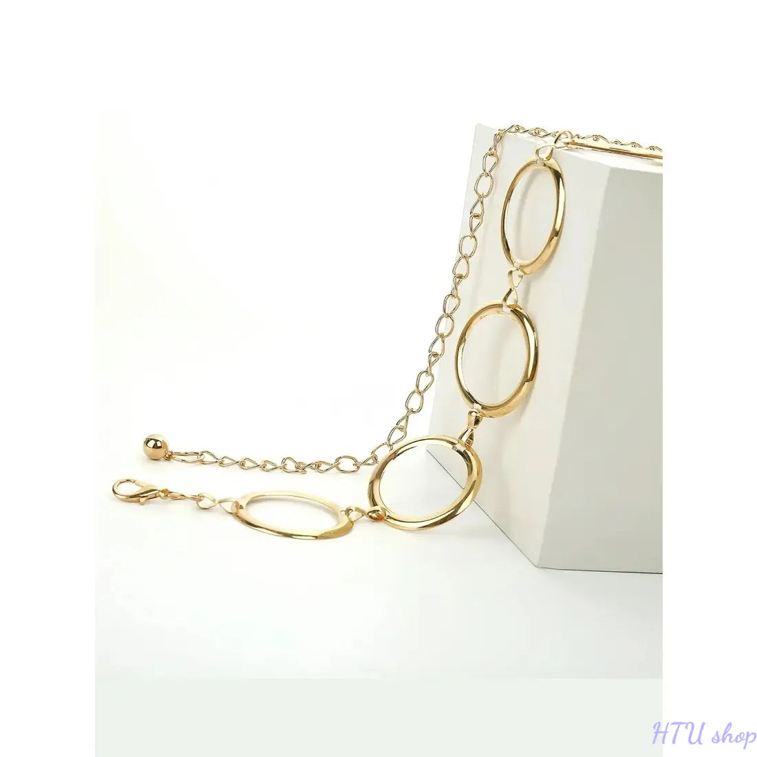 Women's Adjustable Gold Alloy Waist Chain Accessory - 109cm Dangle Big Circle Design, All-Season Wear, Chic Body Jewelry, Accessories for Women