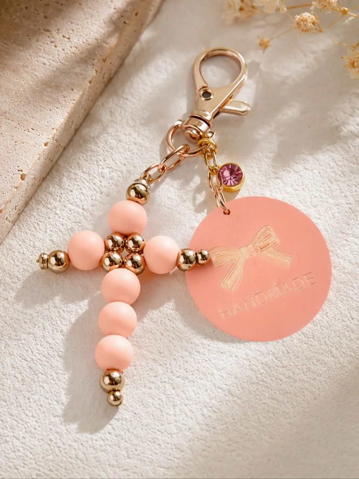 Christian Bible Cross Keychain, Mother's Day Gift for Mom, Faith Beaded Wristlet Keychain, Religious Boho Bag Charm, Key Charms, 1 Count
