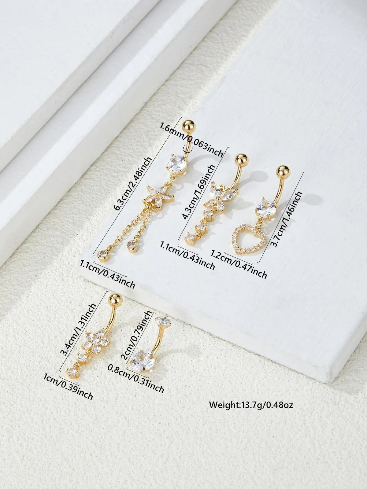 Women's Elegant Rhinestone Decorated Belly Rings, Navel Piercing Jewelry, Trendy Belly Button Jewelry, Fashion for Daily Wear & Party, Versatile Exquisite Jewelry, Ideal Birthday Gift, Belly Piercings