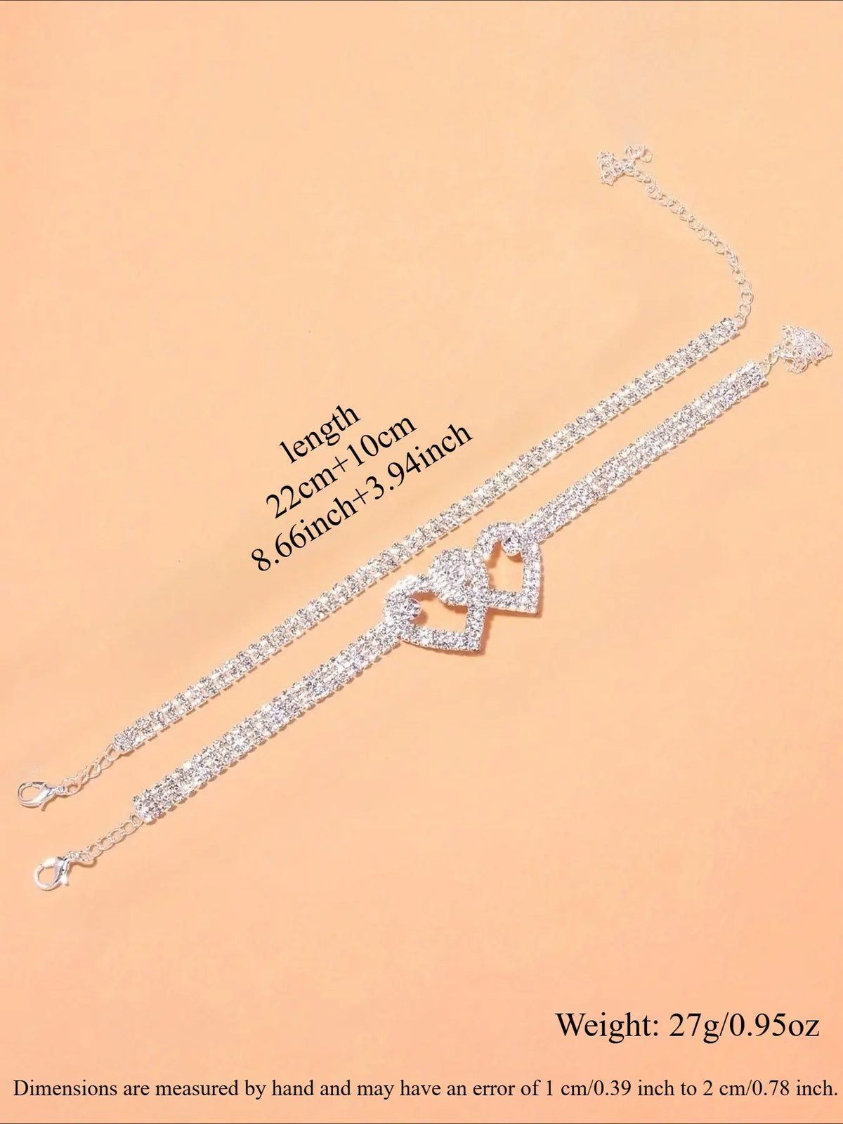 Elegant Rhinestone Heart Dainty Layered Anklet Set, Sparkling Water Diamond Design, Perfect for Women's Evening Parties & Casual Wear, Fashion Jewelry Accessory, Wearable Jewelry, Trendy Jewelry, Fashionable Accessories