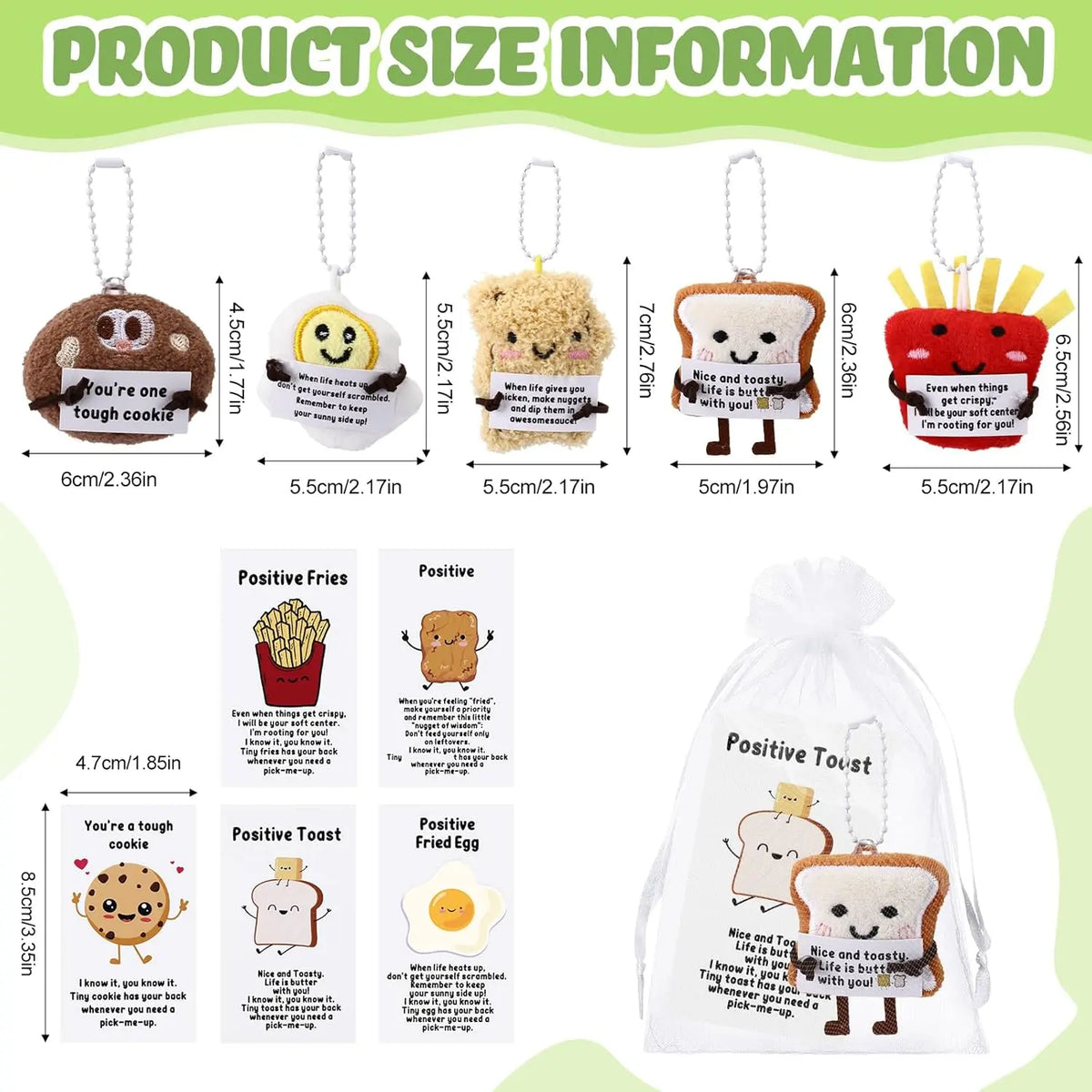 30 Sets Mini Plush Food Keychains with Motivational Pun Gift Cards - 10/24/30 Pack Mini Gifts, Inspirational Backpack Charms, Organza Bag-Included Pocket Favors, Classroom Rewards, Composition Notebook-Friendly Coworker Party Supplies, Cookie