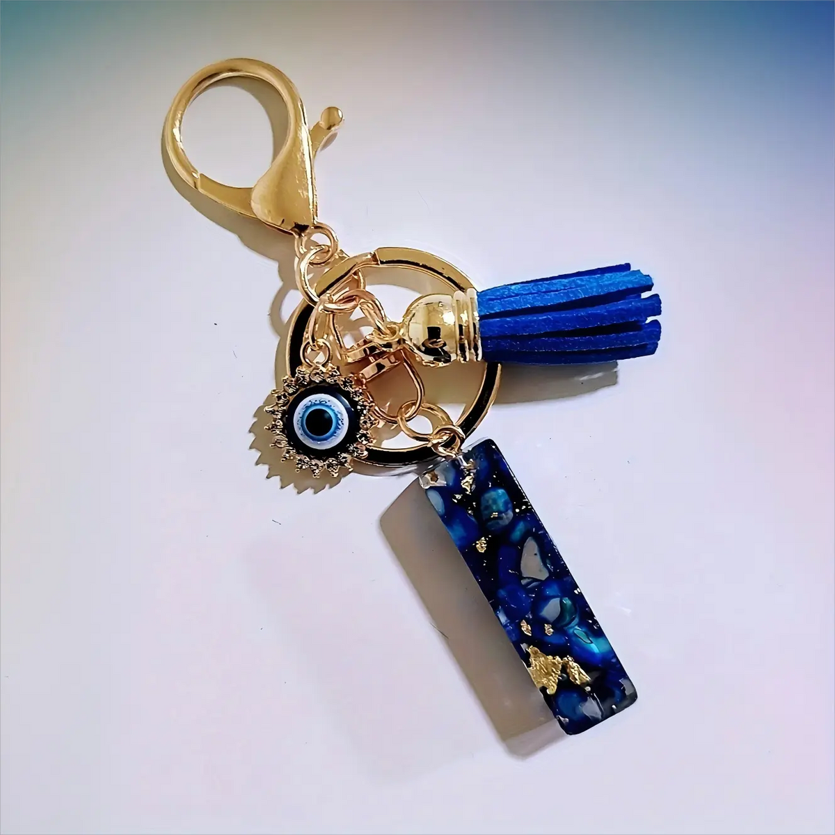 Women's Boho Alloy Alphabet Resin Letter Keychain - Aesthetic Keychain, Evil Eye Graphic, Tassel Accent, Bag Chains, Bag Charm Styling, Car & Purse Accessory