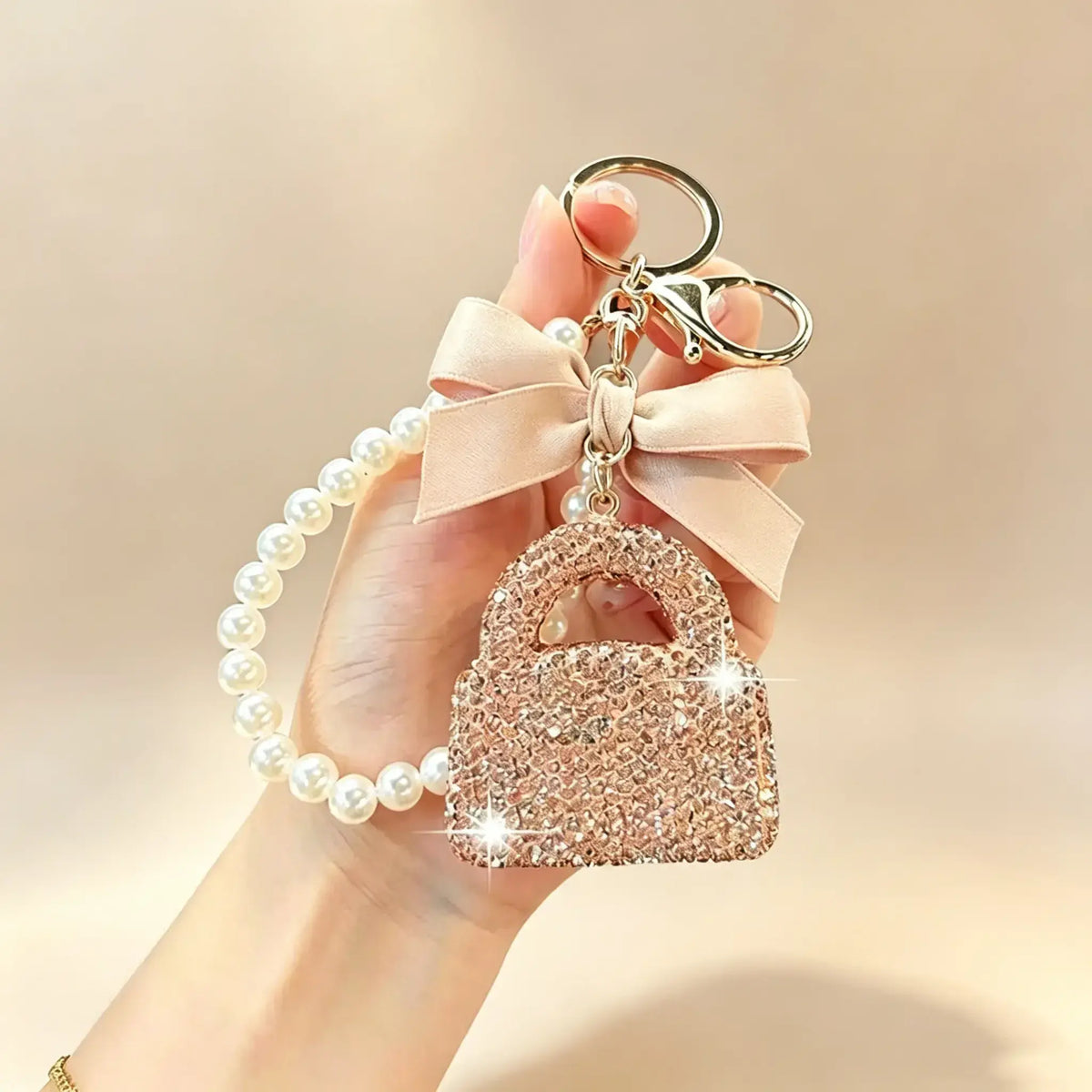 Shiny Rhinestone Bow Keychain Charm - Lightweight, Durable Phone Charm with Ring Hook, Compact Purse Bag Pendant, Holiday Giftready Accessory for Ladies