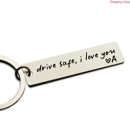【Father's Day Gift】Personalized Safe Driving Keychain, Engraved I Love You Stainless Steel Key Ring, Thoughtful Driving Safety Gift For Husband Boyfriend Brother And New Driver Daily Car Accessory